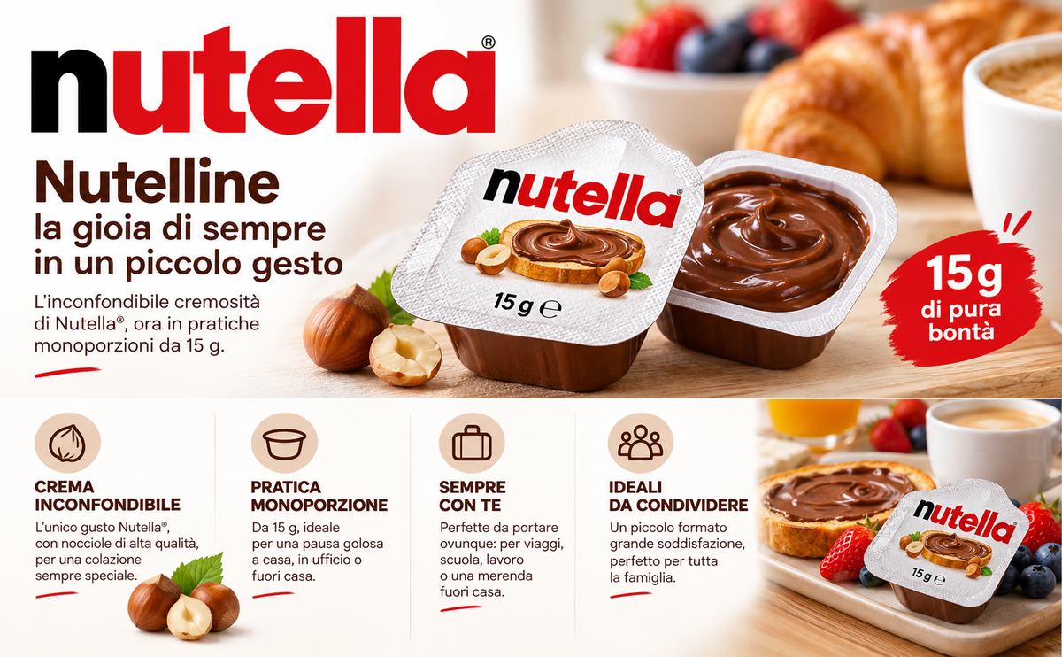 20 Nutelline Personalizzate Monoporzione 15g, Segnaposto personalizzato Bomboniera Compleanno Battesimo Comunione Cresima Laurea Matrimonio Fine Anno Scolastico