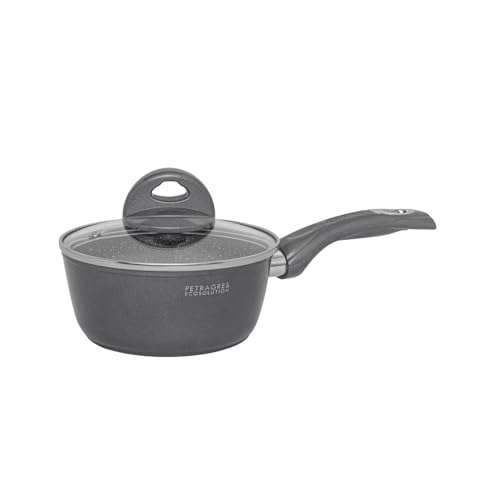 Aeternum, Petragres Ecosolution, Batteria 8 pezzi, 2 Padelle 20-24 cm, 2 Casseruole 16-20 cm, 1 Tegame 28 cm, 3 Coperchi 16-20-28 cm, Full Induction, Adatto all'Induzione, Riv. PFAS FREE, Grigio scuro