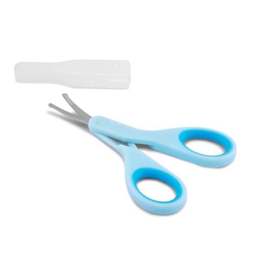 Chicco Forbicine Unghie per Neonati e Bambini, Forbicine in Acciaio Inox con Lame Ricurve e Punte Arrotondate, Cappuccio Protettivo, Impugnatura in Gomma Antiscivolo - Accessori Neonato 0+ Mesi