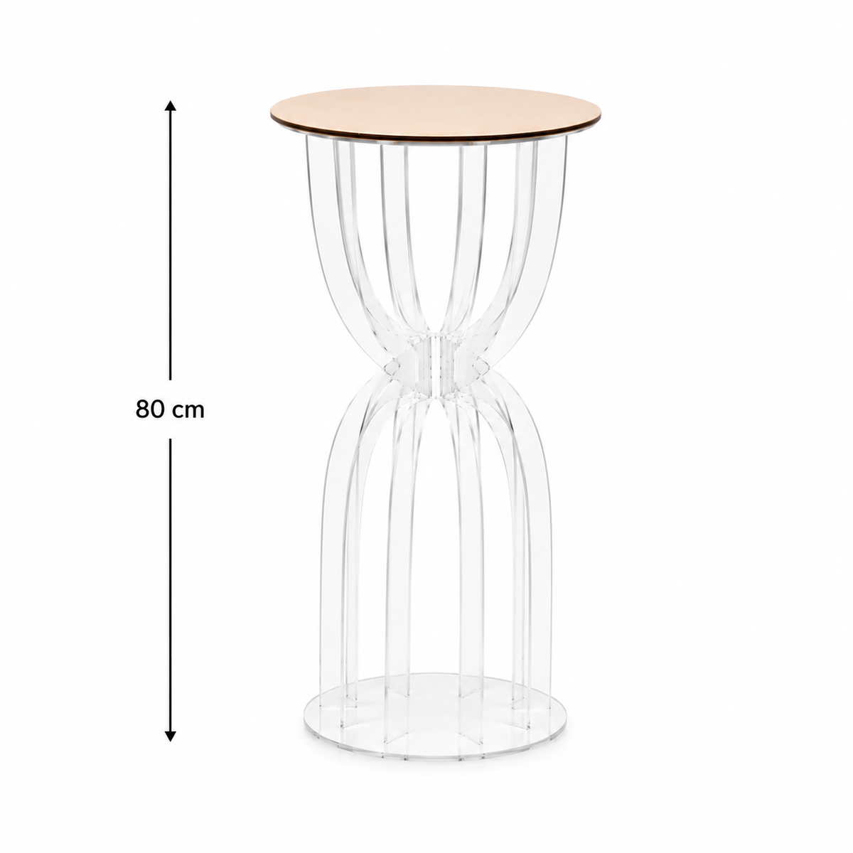 Tavolino in Plexiglass Trasparente alto 60 cm, Design Moderno, Struttura a Clessidra, Ideale per Matrimoni, Eventi e Showroom