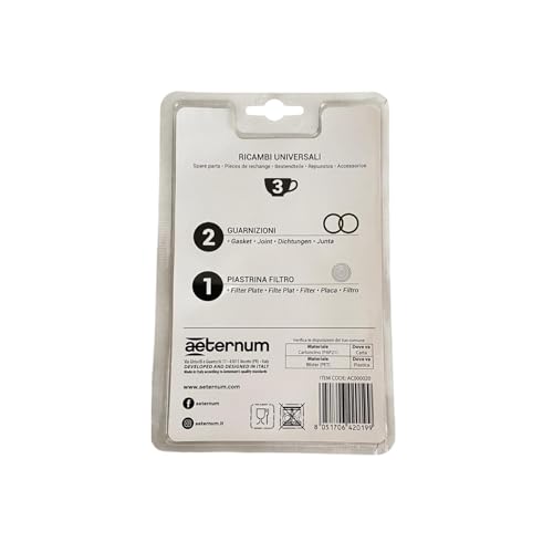 Aeternum, Ricambi Caffettiere in Alluminio, 2 Guarnizioni + 1 Piastrina, Compatibile con le Caffettiere 3 tazze, Made in Italy