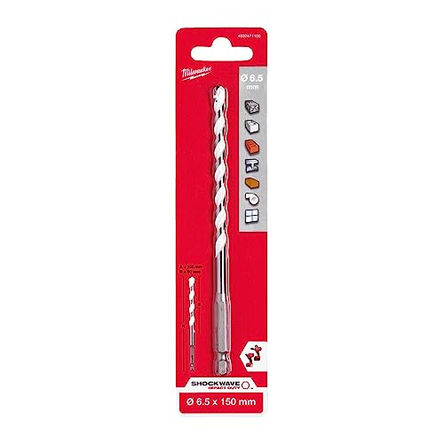 Milwaukee 4932471100 Esagonale Punta Multimateriale, 1/4" Dimensioni, 6,5 mm Diametro, 150 mm Lunghezza