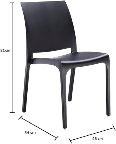 Sedia in Resina impilabile Made in Italy Design per Interno Esterno Sofia Nera 4 pz
