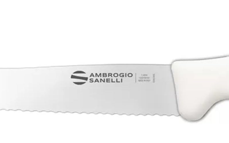 Ambrogio Sanelli ST72S11W Set di 6 Coltelli Professionali da Tavola Linea Supra Lama In acciao all'Azoto dentata Cm. 11, Manico Bianco