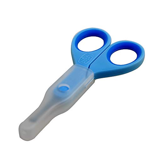 Chicco Forbicine Unghie per Neonati e Bambini, Forbicine in Acciaio Inox con Lame Ricurve e Punte Arrotondate, Cappuccio Protettivo, Impugnatura in Gomma Antiscivolo - Accessori Neonato 0+ Mesi