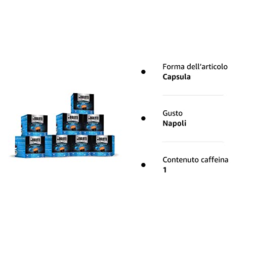 Bialetti Caffè D'Italia, Multipack 128 Capsule, 8 Box Da 16 Capsule, Napoli, Intensità 10, Compatibili con Macchine Bialetti sistema chiuso, 100% Alluminio