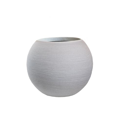 DIVINA GARDEN Vaso in Resina da Esterno Interno per Piante Tondo a Sfera di Design d.40x33h Botticelli Beige