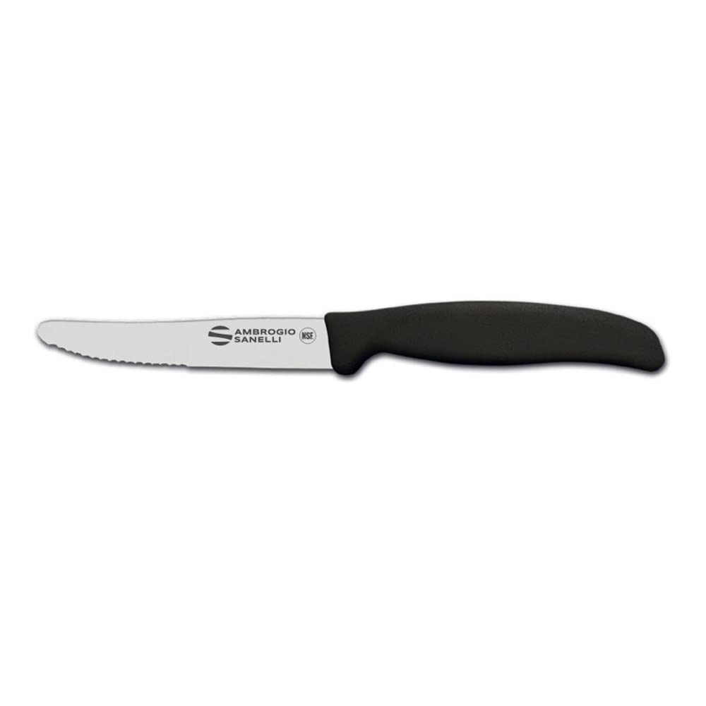 Sanelli Ambrogio, Set Coltelli da Tavola Supra, 6 Coltelli con Lama Mezzo Dentata 11cm, Affilatura a Controllo Laser, Manico Ergonomico, Coltelli Professionali Made in Italy Lavabili in Lavastoviglie