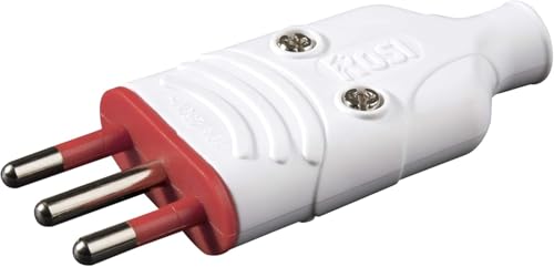 RS78006 ROSI Spina Mobile Antischiacciamento Elaplug 10/16A | Confezione da 25 Spine Bianche 250V con 2 poli + Terra