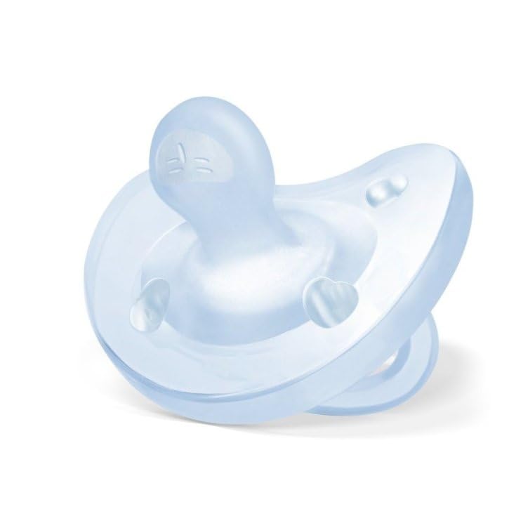 Chicco, 1 Gommotto 2-6 Months, in PHYSIOFORMA® SOFT Light Blue SIlicone/, in Sterilizable Blister | Male color pacifier, extra soft