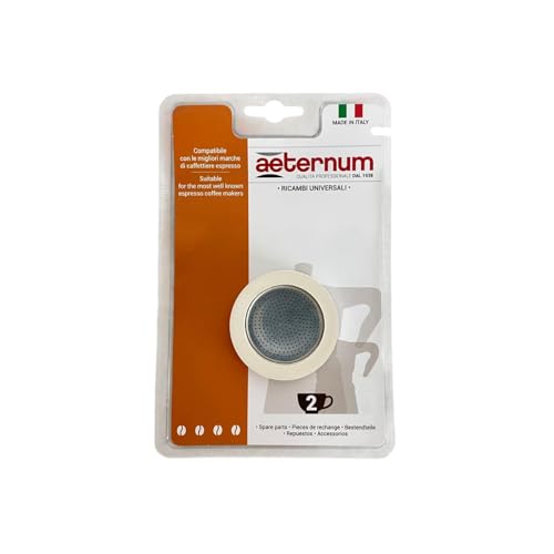Aeternum, Ricambi Caffettiere in Alluminio, 2 Guarnizioni + 1 Piastrina, Compatibile con le Caffettiere 2 tazze, Made in Italy