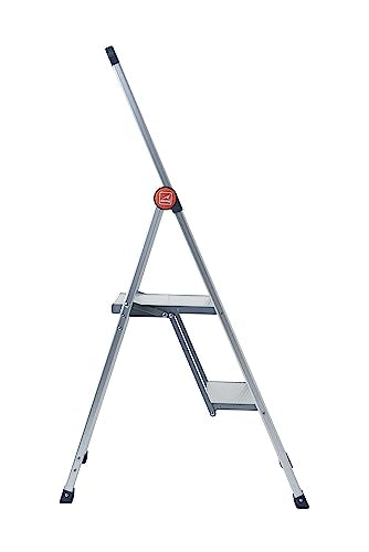 GIERRE BS200 Sgabello con Parapetto Alto in Alluminio SLIMSTEP 2 gradini | Scaletta Ultra Slim Sottile Minimo Ingombro