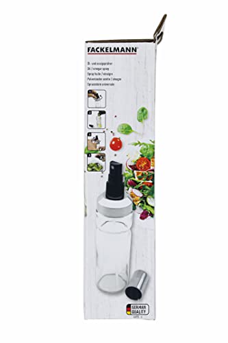Fackelmann Oliera Trasparente a Spruzzo, Acciaio Inox, Argento, 200 ml