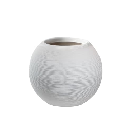 DIVINA GARDEN Vaso in Resina da Esterno Interno per Piante Tondo a Sfera di Design d.40x33h Botticelli Bianco