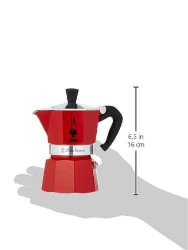 Bialetti - Moka Color: iconica macchina per caffè espresso da piano cottura, vero caffè italiano, da 3 tazze (130 ml), alluminio, rosso
