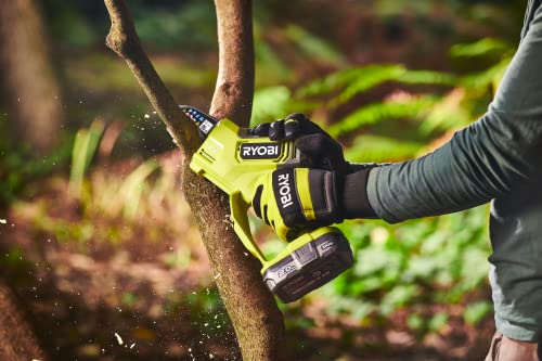 Ryobi - Hand pruning 18 V ONE+ - Brushless/carbonless motor, 10 cm guide, 6 m/s, tool-free tensioner - Small pruning, regular connection and home - without battery