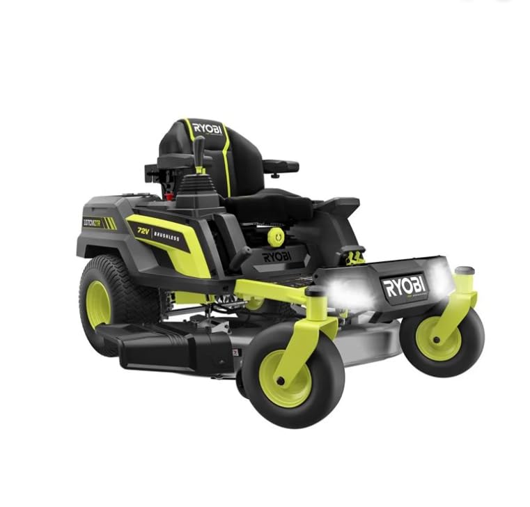 RY72ZTRX107-210 Ryobi Brushless Battery-Powered Lawn Tractor 72V | Zero Turn Lawnmower with 2 10Ah Batteries Supplied | Range of Action: 6000m2…