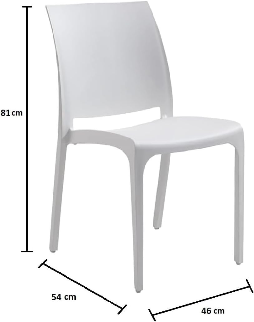 DIVINA HOME Sedia set 4 pz in resina impilabile made in Italy design per interno esterno SOFIA Bianca