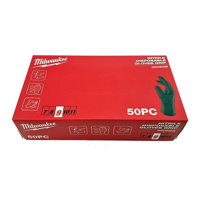 Milwaukee MILWAUKE 50 Gants jetables robustes et durables en nitrile 0,8 mm taille M (8)