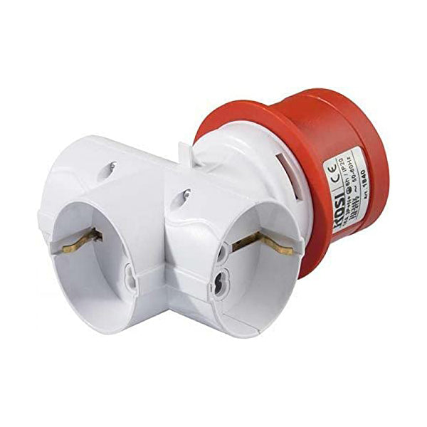 ROSI MATERIALE ELETTRICO ADATTATORE DA SPINA INDUSTRIALE 16A 5P 400V A 3 PRESE SCHUKO 1840