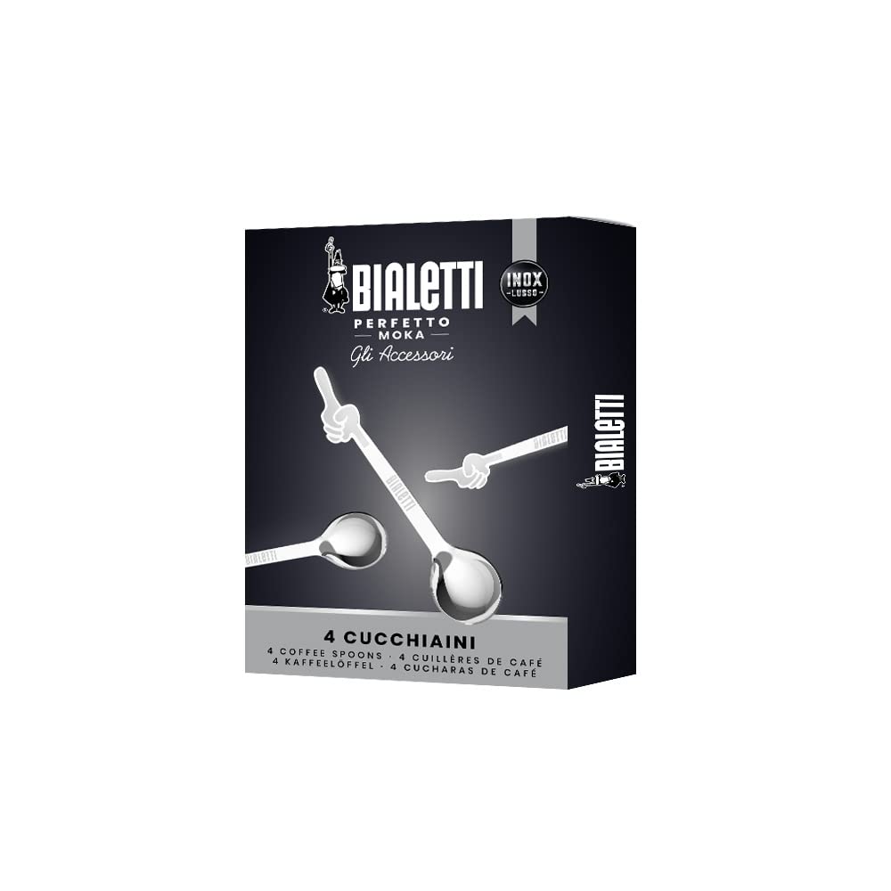 Bialetti Set 4 Cucchiani da Caffè, Acciaio Inox 18/8