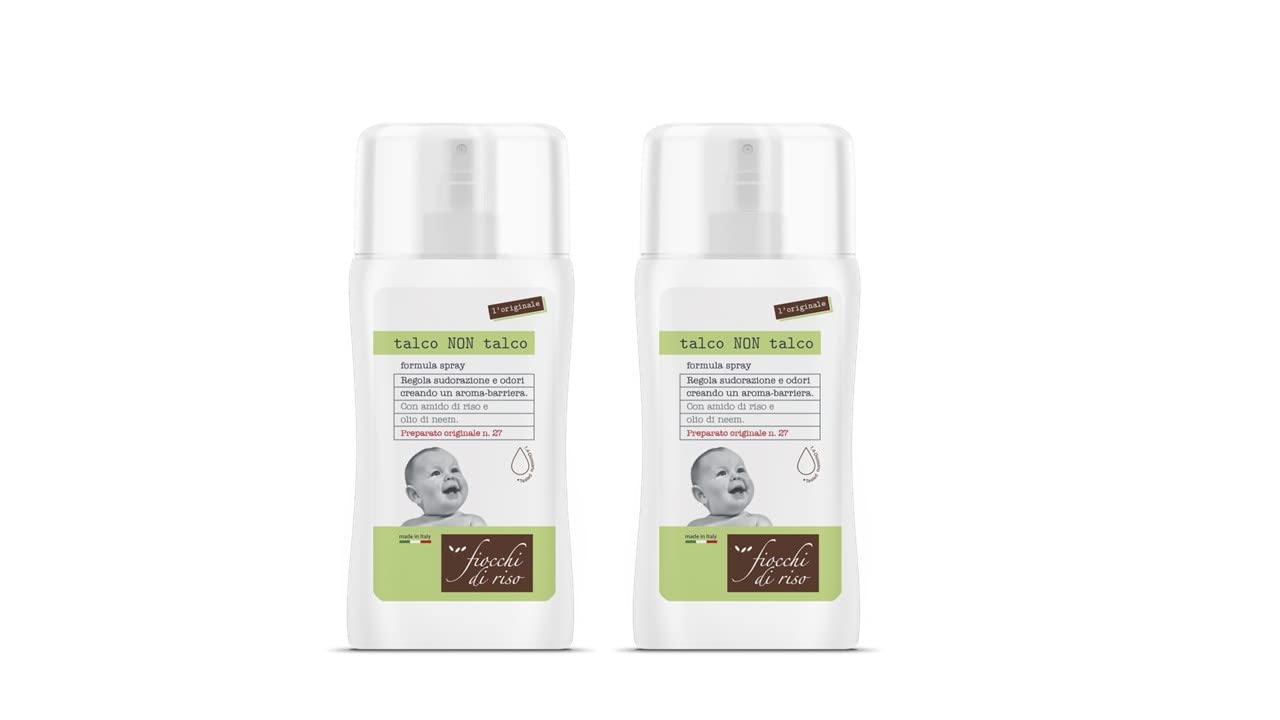Flocons de riz - DEUX PACK SPRAY Talc NON Talc - 100 ml - SUEUR ET MOUSTIQUES - Régule la transpiration en créant une barrière aromatique.