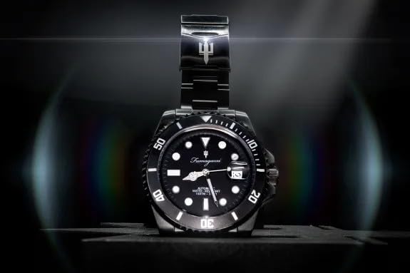 Generico FU027 Orologio da Polso Fumagazzi - Palo mbaro Nero di Seppia, ø 40 mm, Cinturino Acciaio Solido Lucido, Movimento Automatico, Water Resistant 10 atm