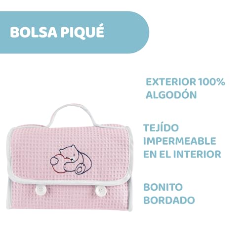 CHICCO Natural Sensation, Nappy Changing and Bathing Set with Cotton Beauty Case, Tears-Free Shampoo Bath 200 ml, Body Cream 150 ml, Soothing Paste 100 ml, Cleansing Wipes, Pink