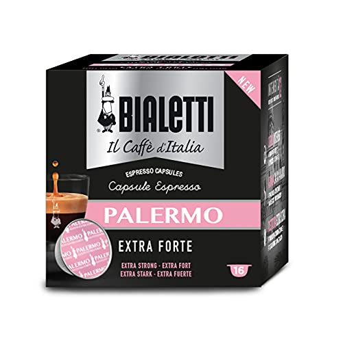 Bialetti Caffè d'Italia, Box 16 Capsules, Palermo, Intensity 12, Compatible with Bialetti closed system machines, 100% Aluminum