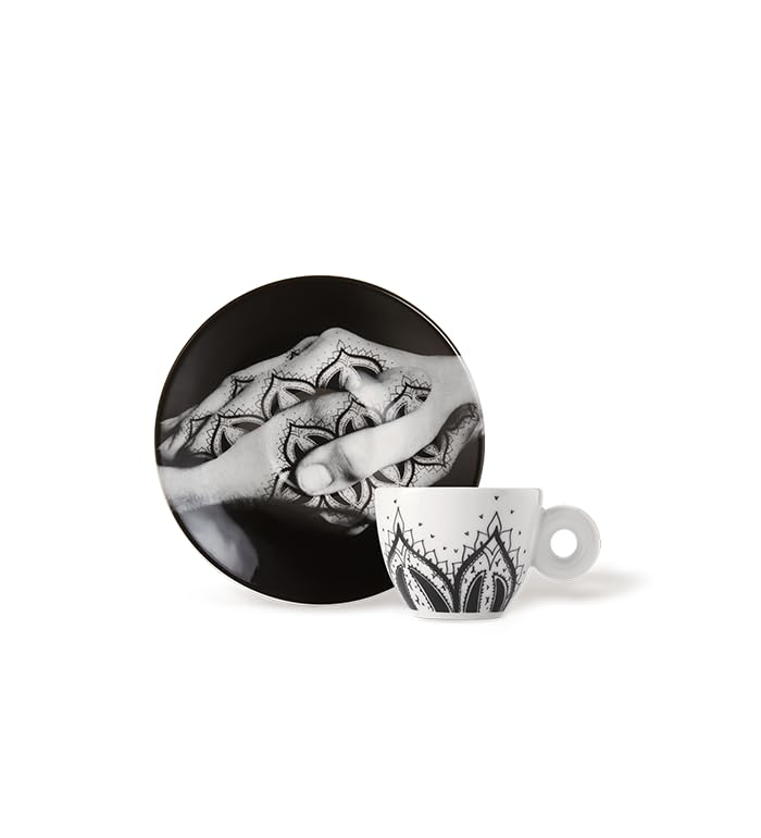 illy 25152 Art Collection, Collezione Genesi 4 Tazzine da Espresso Numerate e Firmate Monica Bonvicini e Shirin Neshat Tazze da Caffè con Piattino
