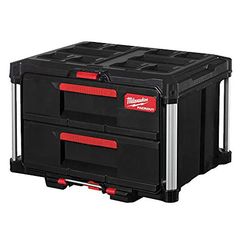 MILWAUKEE PACKOUT Cassettiera Portautensili a 2 Cassetti, Sistema Modulare