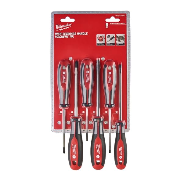MILWAUKEE | Set 6 Giraviti Cacciavite di Alta Qualità Giravite Antiscivolo
