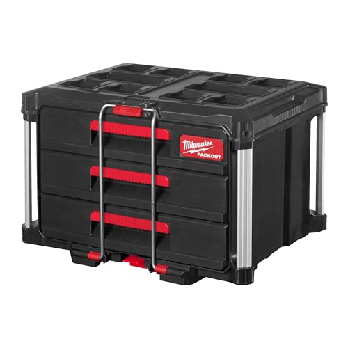 MILWAUKEE PACKOUT Cassettiera Portautensili a 3 Cassetti, Sistema Modulare