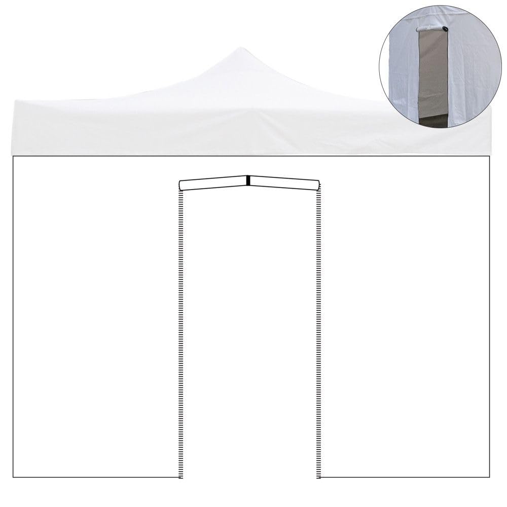 Divina Garden Telo Laterale 2x2m Bianco Impermeabile con Porta avvolgibile per Gazebo richiudibile