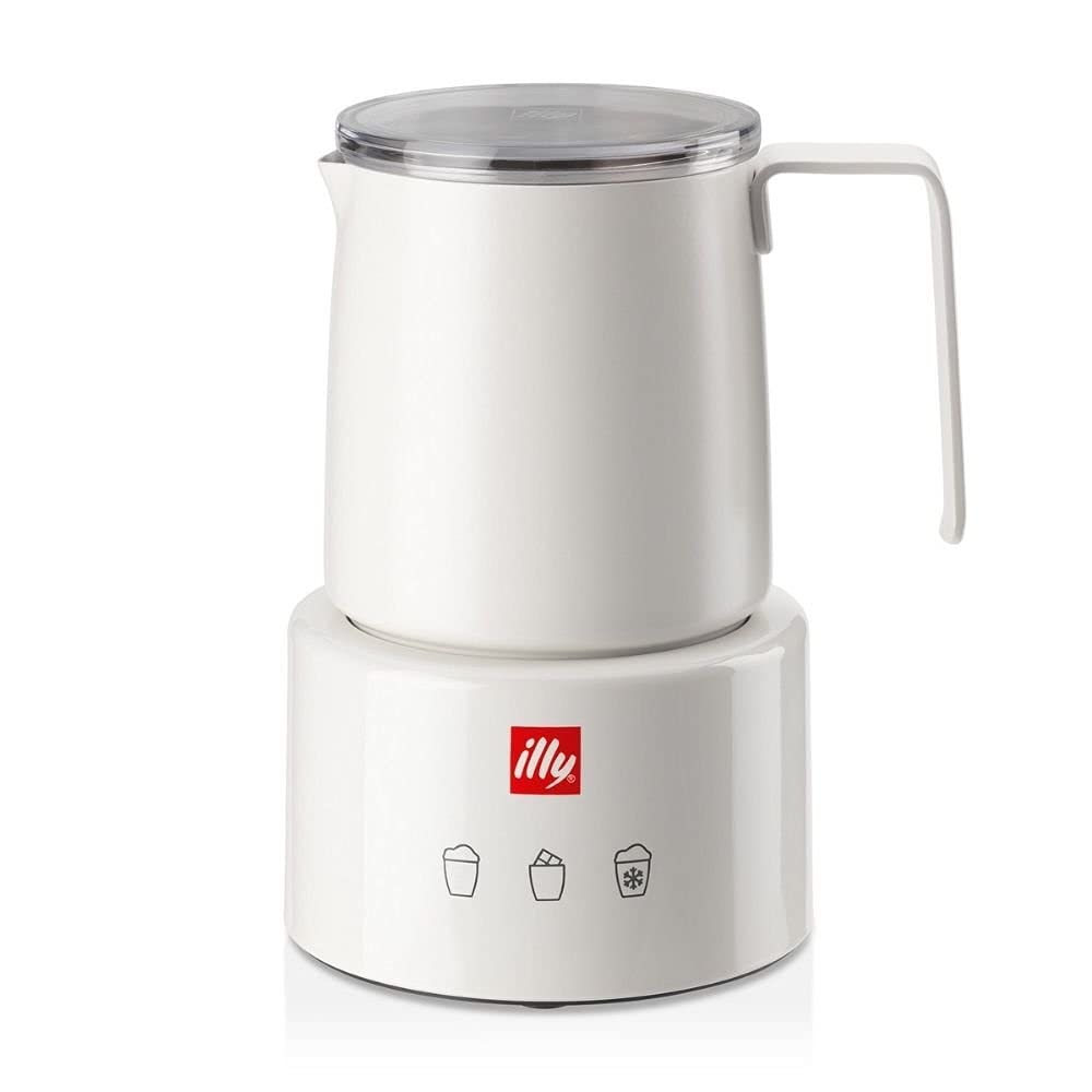 ILLY Milk Frother Bianco | Montalatte Elettrico per Schiuma latte Calda e Fredda e Cioccolata Calda