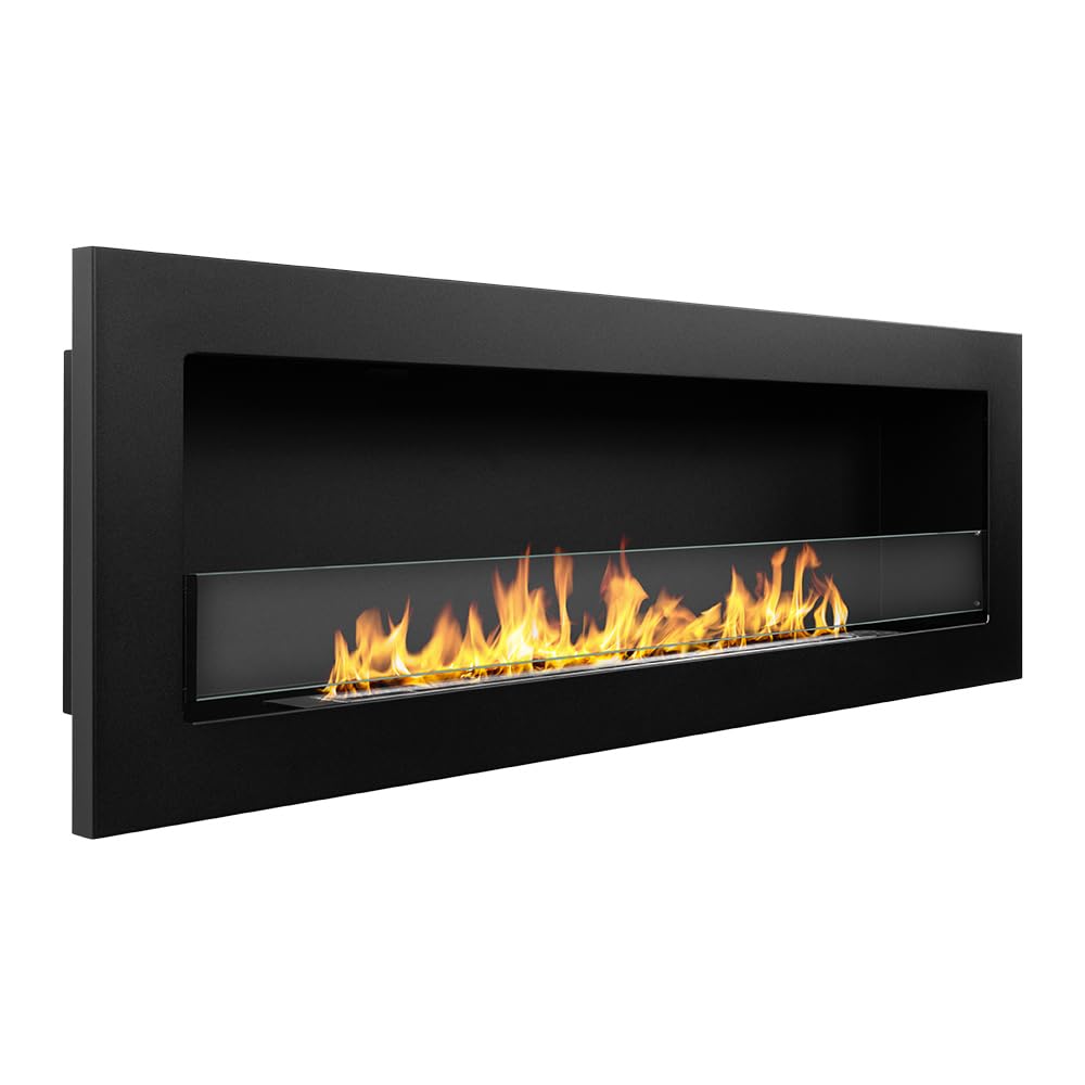 Divina Fire Camino a bioetanolo da Incasso Parete biocamino 120x40 Livorno 120 Nero