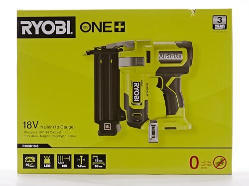 Ryobi R18GN18-0 Groppinatrice 18V ONE+, Tecnologia AirStrike, con Due Modalità d'Uso, Include una Leva di Rilascio per Groppini Inceppati, Groppini 18GA, Batteria Non Inclusa