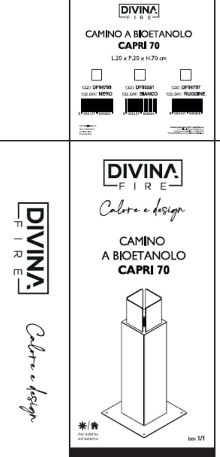 Divina Fire Camino a bioetanolo da Giardino biocamino per Esterno Capri 70 Bianco