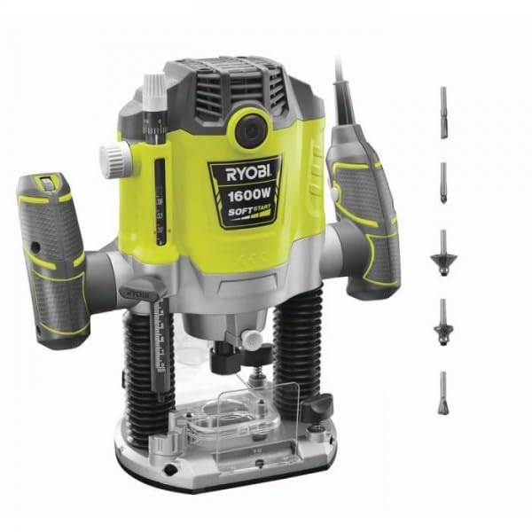 RYOBI RRT1600-K Fresatrice Elettrica 6/8mm a Filo 1600W , con 5 Frese Incluse