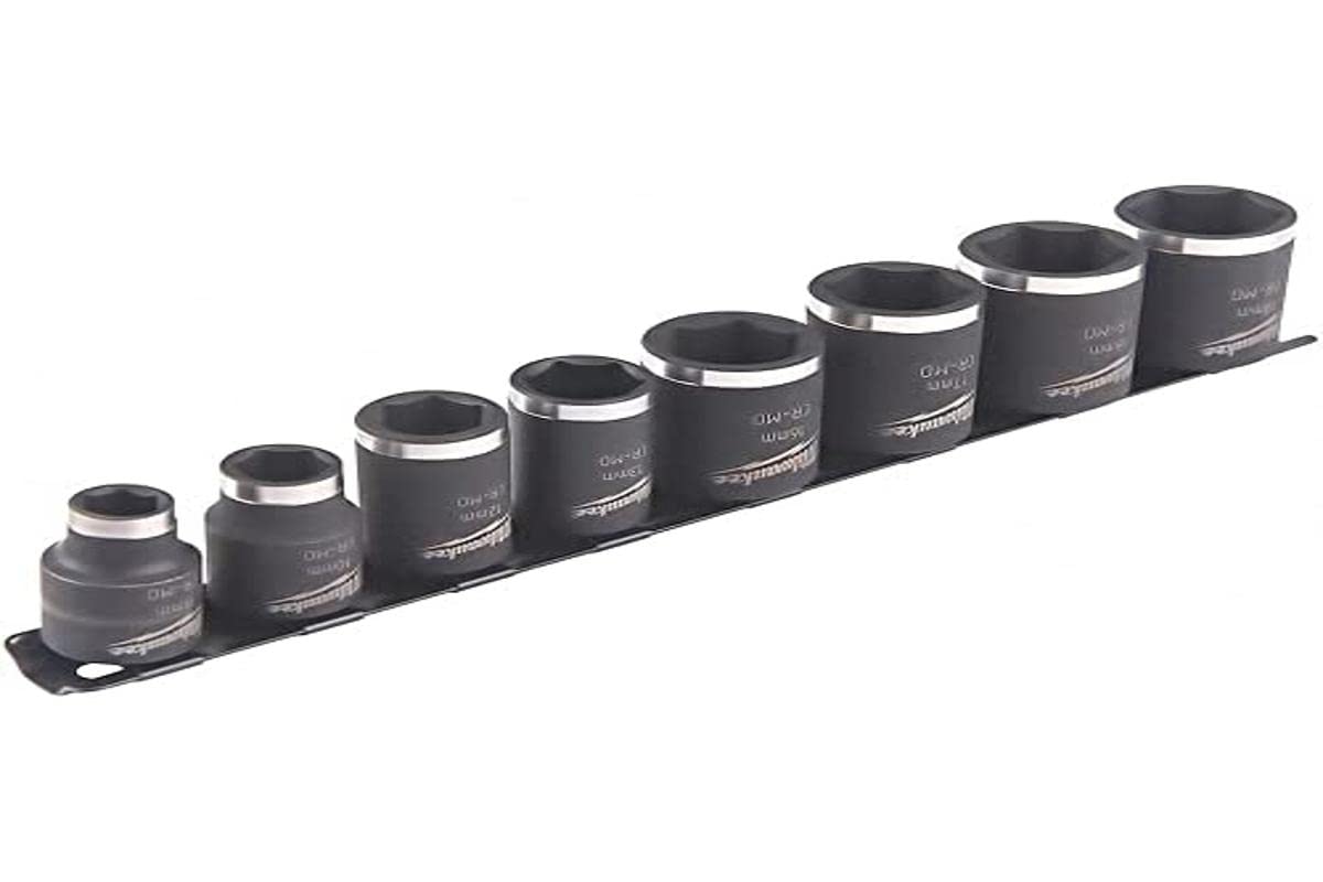 MILWAUKEE 8 Bussole a Macchina Corte de 3/8" su Guida, 8/10 / 12/13 / 16/17 / 18/19, in Acciaio Inox, Adatte ai Potenti Avvitatori ad Impulsi