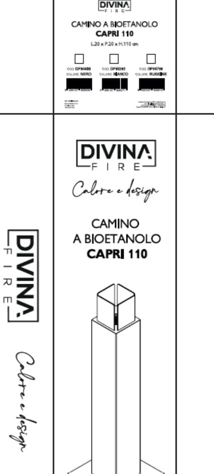Divina Fire Camino a bioetanolo da Giardino biocamino per Esterno Capri 110 Bianco