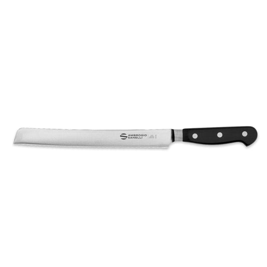 Ambrogio Sanelli, Maitre Coltello Pane, Coltello da Cucina con Lama in Acciaio Inox all'Azoto 23 cm e Manico Ergonomico, Coltelli da Cucina Professionali, Made in Italy