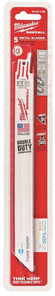 Milwaukee 48-00-4188 - Seghe alternative, 22,9 cm x 18-TPI per ghiaccio indurite multi-materiale, confezione da 5