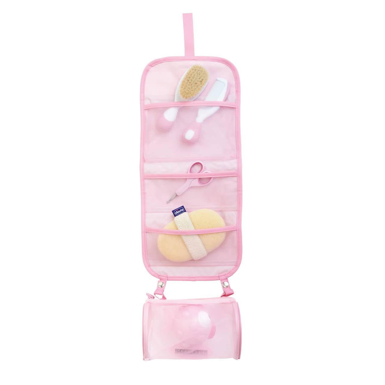 Chicco My First Beauty Set 5in1, Igiene Neonato, Prodotti Bagnetto, con Pettine, Spazzola, Frobicine per Unghie, Termometro da Bagno e Spugna, Accessori 0 Mesi, Rosa