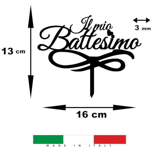 Cake Topper per Torta Il mio Battesimo | Targhetta Decorativa per Torte Personalizzabile in Plexiglass Specchiato 16 cm di Larghezza