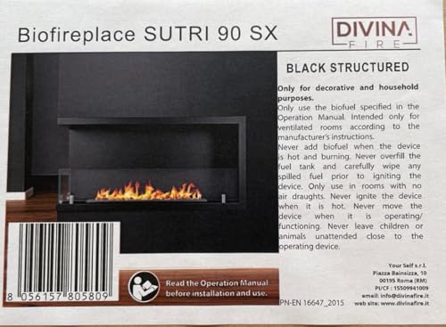 Divina Fire Camino a bioetanolo da Incasso ad Angolo biocamino angolare 90x45 SUTRI 90 SX