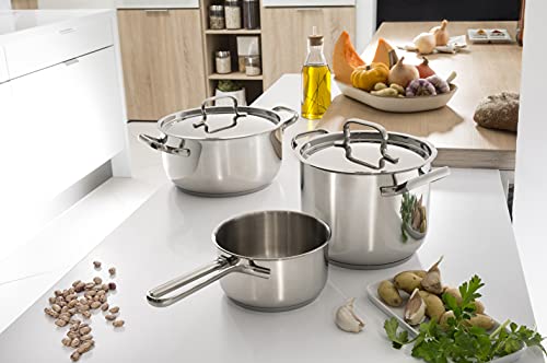 Lagostina Sfiziosa Set di Pentole Induzione, Gas e Forno in Acciaio Inox 18/10, 24 Pezzi, Fondo Lagoseal Plus, con 5 Casseruole, 3 Pentole, Bollilatte, 8 Coperchi, 7 Utensili Cucina