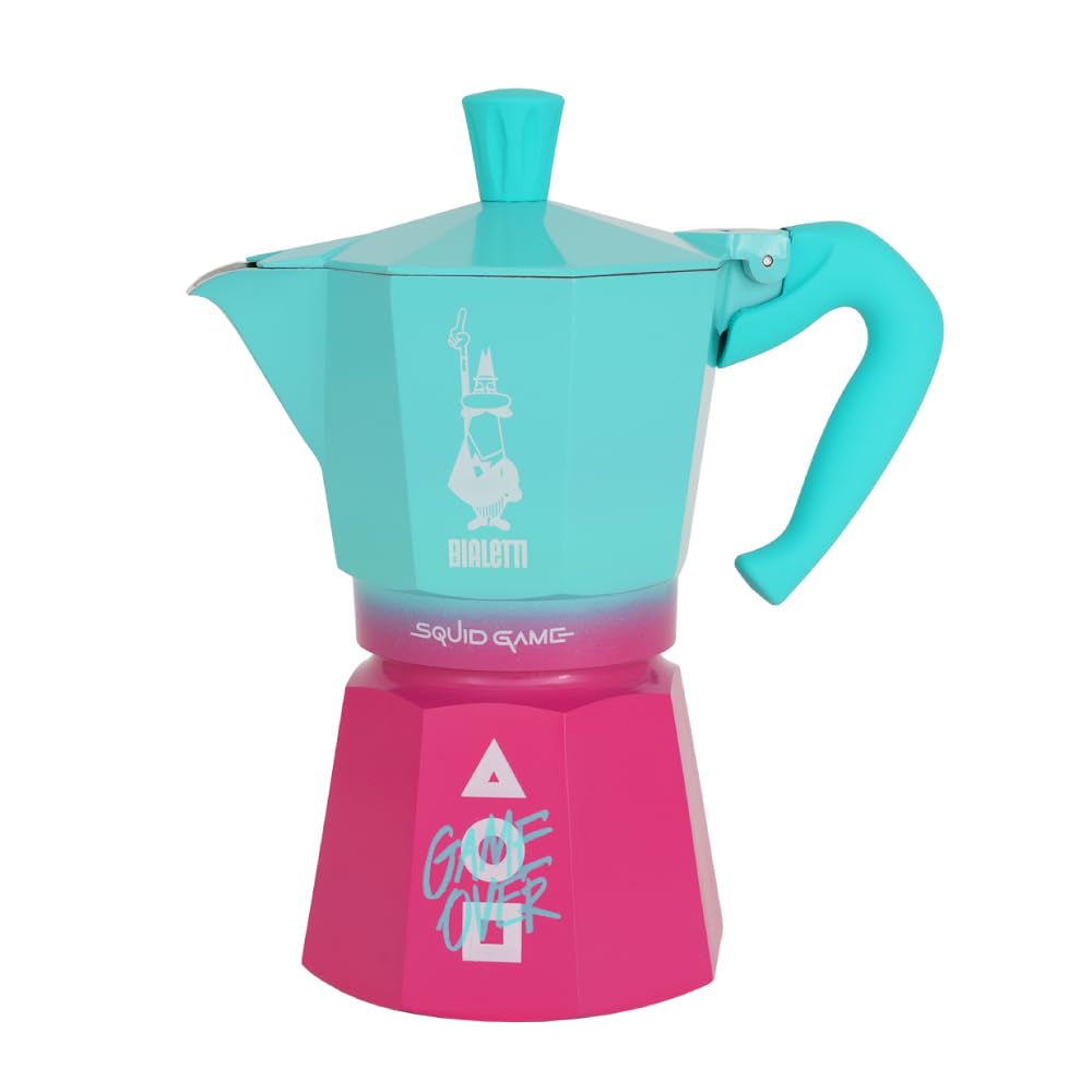 Bialetti Moka Express Squid Game© 6 Tazze, Manico Antiscottatura, Non Adatto all'Induzione, 270ml, Alluminio