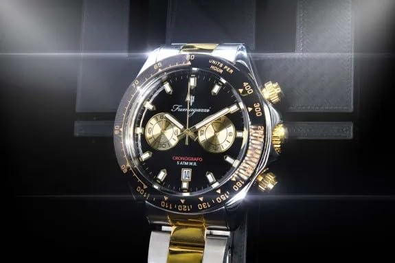 Generico FU120 Orologio da Polso Fumagazzi - Blasphemo, ø 39 mm, Cinturino Acciaio Bicolore Lucido, Movimento Cronografo, Water Resistant 5 atm
