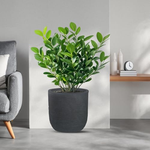 DIVINA GARDEN Vaso in resina da esterno interno per piante cilindro di design d.35x34h Raffaello Grigio